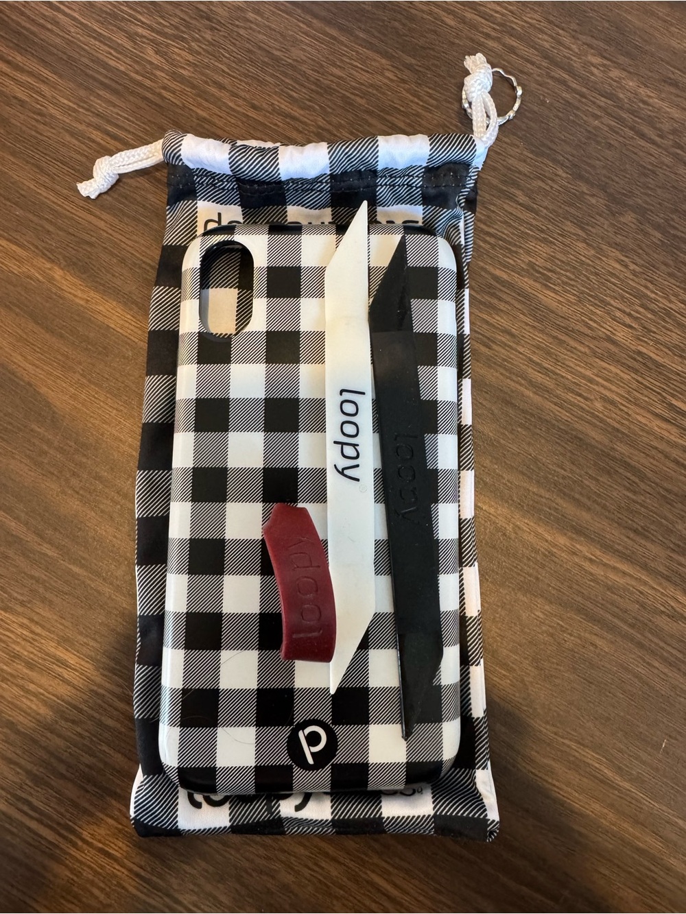 Loopy Case Black & White Buffalo Plaid Phone Case with Loop Grip
